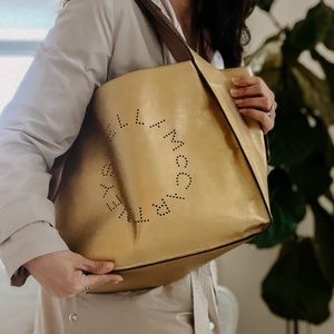Stella McCartney logo tote bag large Gold